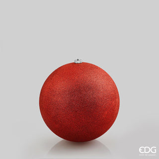 EDG Enzo de Gasperi Large Red Glitter Poly Christmas Bauble D15 cm