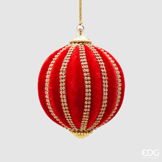 EDG Enzo De Gasperi Velvet Christmas Bauble Segments D10 cm Red