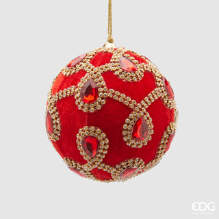 EDG Enzo De Gasperi Bola de Navidad Terciopelo Gemas D10 cm Rojo