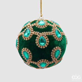 EDG Enzo De Gasperi Velvet Christmas Bauble Gems D10 cm Green