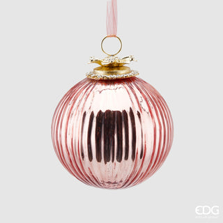 EDG Enzo De Gasperi Christmas Bauble Glass Jewel Stripes D10 Pink