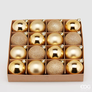 EDG Enzo De Gasperi Box 16 Palline di Natale Poly Oro D6 cm