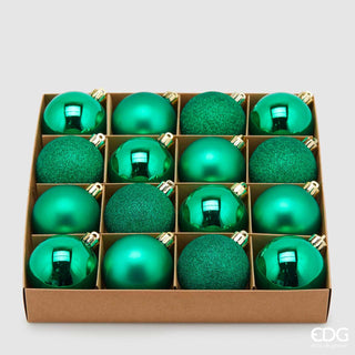 EDG Enzo De Gasperi Box 16 Palline di Natale Poly Verde D6 cm