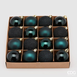 EDG Enzo De Gasperi Caja 16 Bolas de Navidad de Polietileno Verde Esmeralda D6 cm