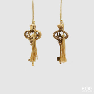 EDG Enzo De Gasperi Set 2 Decorazioni per Albero di Natale Chiave Poly H13 cm Oro