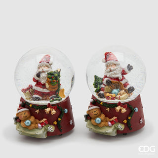 EDG Enzo De Gasperi Set da 2 Sfere Acqua Carillon Babbo Natale H15 cm