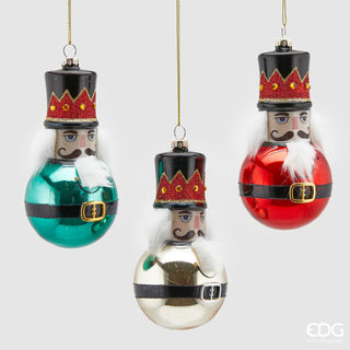 EDG Enzo De Gasperi Set of 3 Glass Bell Soldier Decorations H15 cm
