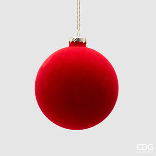 EDG Bola de Navidad de Cristal Enzo De Gasperi Terciopelo Rojo D10 cm