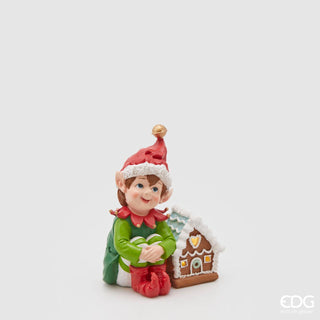 EDG Enzo de Gasperi Decoración Elfo de Polietileno con Casa LED Al. 16 cm
