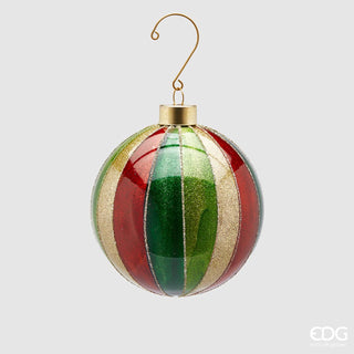 EDG Enzo De Gasperi Christmas Bauble Glitter Stripes in Glass D10 cm