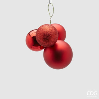 EDG Enzo de Gasperi Palline di Natale Decorazione Grappolo 4 pezzi Rosso