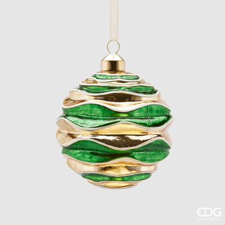 EDG Enzo De Gasperi Waves Glass Christmas Bauble D10 cm Green