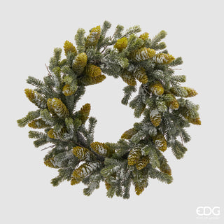 EDG Enzo De Gasperi Gemischte Kiefernkrone mit schneebedeckten Kiefernzapfen D61 cm