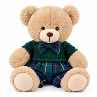 Fiori di Lena Orsetto in Peluche Grande con Vestito e Spilla Verde H40