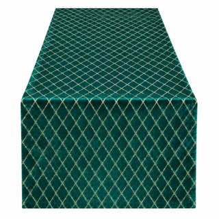 Fiori Di Lena Runner Natalizio Verde con Glitter Effetto Geometrico 150x43
