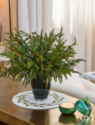 EDG Enzo De Gasperi Zweig der Japanischen Zeder mit Kiefernzapfen H 44 cm