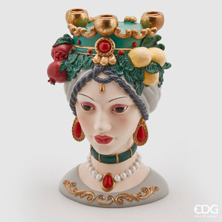 EDG Enzo De Gasperi Portacandele Sicily Poly 3 Fiamme H38 D20 cm Verde