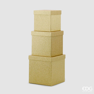 EDG Enzo de Gasperi Set of 3 Assorted Gold Glitter Gift Boxes