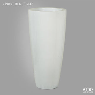 EDG Enzo De Gasperi Vaso Alto Rotondo Vetroresina Oro H100 cm Bianco