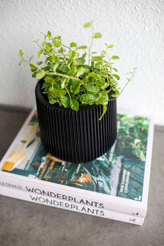 Capi Europe Groove NL Cylinder Vase Black 36x38 cm in Recycled PE