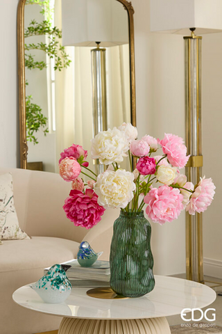 EDG Enzo De Gasperi Vaso Millerighe Sinuoso H32 cm in Vetro Verde