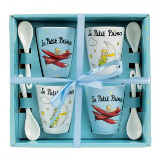 Enesco Set of 4 Little Prince Cups with Plane and Moon Spoons