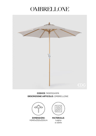 EDG Enzo de Gasperi Outdoor Umbrella Bamboo D250 cm Ivory