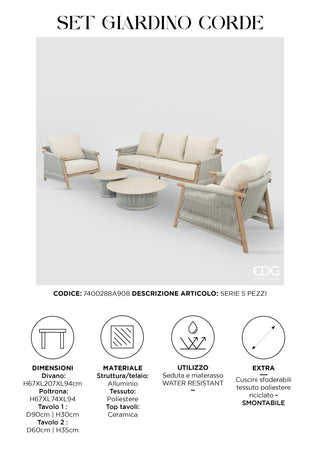 EDG Enzo de Gasperi Limited Edition Seilweb-Gartenlounge-Set