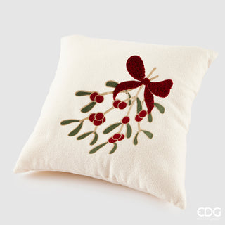 EDG Enzo De Gasperi Weihnachts-Mistelzweig-Samtkissen mit Kappe, 45 x 45 cm