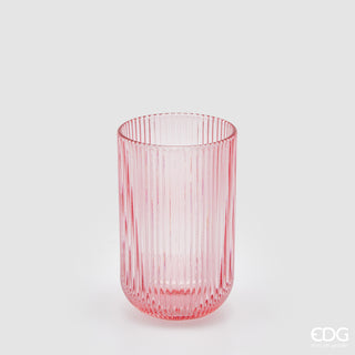 EDG Enzo De Gasperi Offerta Set 4 Bicchieri Longdrink Righe H12 D8 cm Rosa