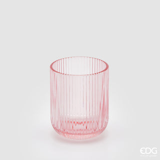 EDG Enzo De Gasperi Offerta Set 4 Bicchieri Tumbler Acqua Righe H9 D7 cm Rosa