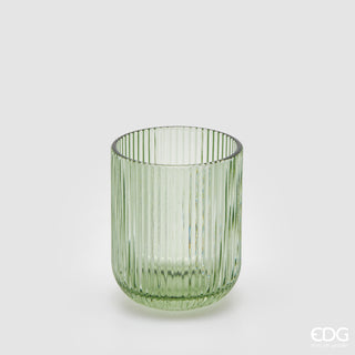 EDG Enzo De Gasperi Offerta Set 4 Bicchieri Tumbler Acqua Righe H9 D7 cm Verde Oliva