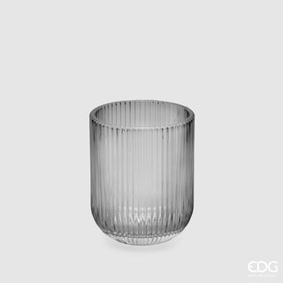 EDG Enzo De Gasperi Offerta Set 4 Bicchieri Tumbler Acqua Righe H9 D7 cm Grigio Fumè