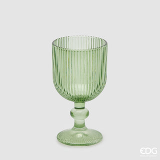 EDG Enzo De Gasperi Offerta Set 6 Calici Vino Righe H16 D9 cm Verde Oliva