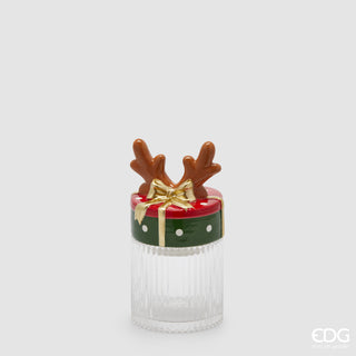 EDG Enzo De Gasperi Contenitore Natalizio in vetro Renna H21 cm