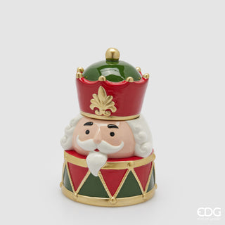 EDG Enzo De Gasperi Contenitore Natalizio in vetro Soldatino con Tamburo H28 cm