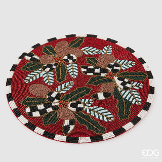 EDG Enzo De Gasperi Weihnachts-Tischset mit karierten Blättern, D36 cm