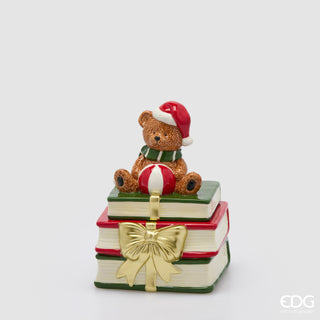 EDG Enzo De Gasperi Contenitore Orso con Libri in ceramica H23x16.5 cm