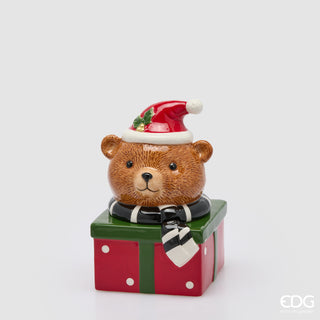 EDG Enzo De Gasperi Contenitore Orso con Sciarpa in ceramica H24x16.5 cm