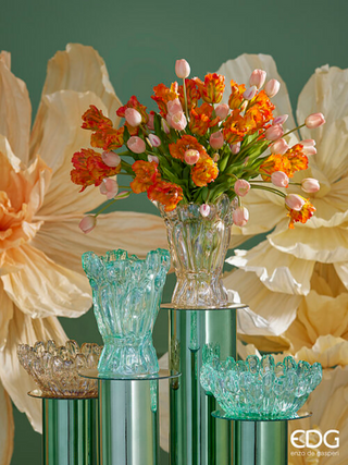 EDG Enzo De Gasperi Vaso Tulipano H30 D22 cm in Vetro Verde
