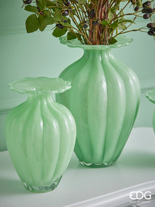 EDG Enzo De Gasperi Vaso Blossom H31,5 D21 cm in Vetro Verde