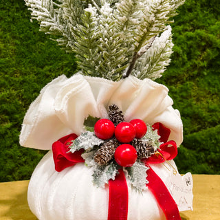 Lena's Flowers Christmas Tree in White Velvet H34 cm