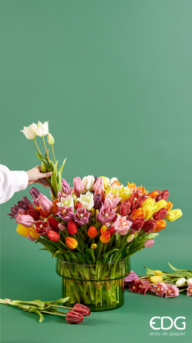 EDG Enzo De Gasperi Bouquet di Tulipani 5 Fiori H48 cm Rosa Scuro
