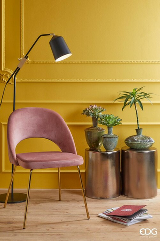 EDG Enzo de Gasperi velvet chair with open back Light pink