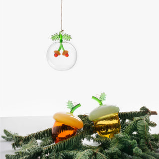 Ichendorf Milano Acorns Set 2 Palle di Natale Ghianda Verde in Vetro Borosilicato