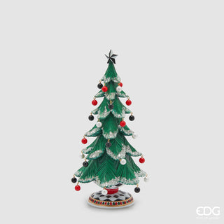 EDG Enzo De Gasperi Decorazione Natalizia Pino Poly Verde con Perle H36 cm