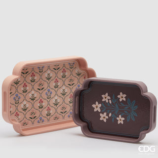 EDG Enzo De Gasperi Set 2 Vassoi Decorativi Decoflor in Legno