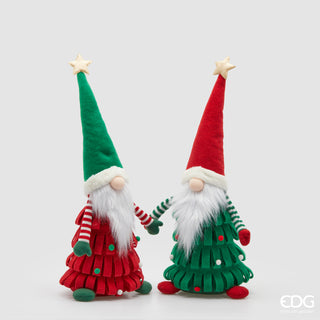 EDG Enzo De Gasperi Set 2 Decorazioni Gnomi Alberelli H60 cm