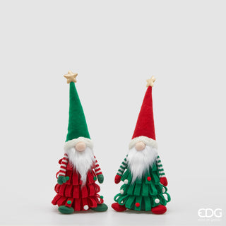 EDG Enzo De Gasperi Set 2 Decorazioni Gnomi Alberelli H48 cm