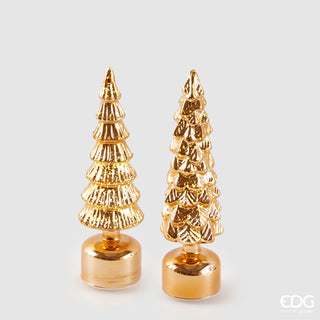 EDG Enzo De Gasperi Set 2 Decori Pino Twist in vetro con Movimento Led e Musica H35 cm